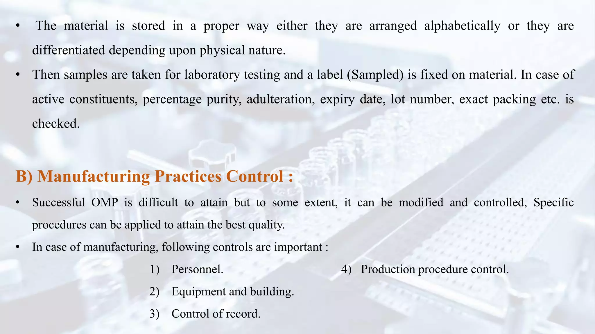 The pharmaceutical manufacturing principles - Quality Control | PPTX