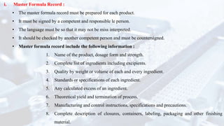 Master Formulation The pharmaceutical manufacturing principles - Quality Control | PPTX
