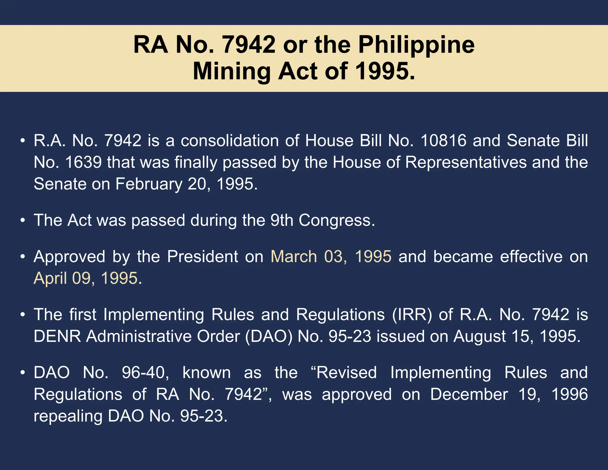 Mining Rights Act RA 7942:vThe Philippine Mining Act of 1995 | PPTX