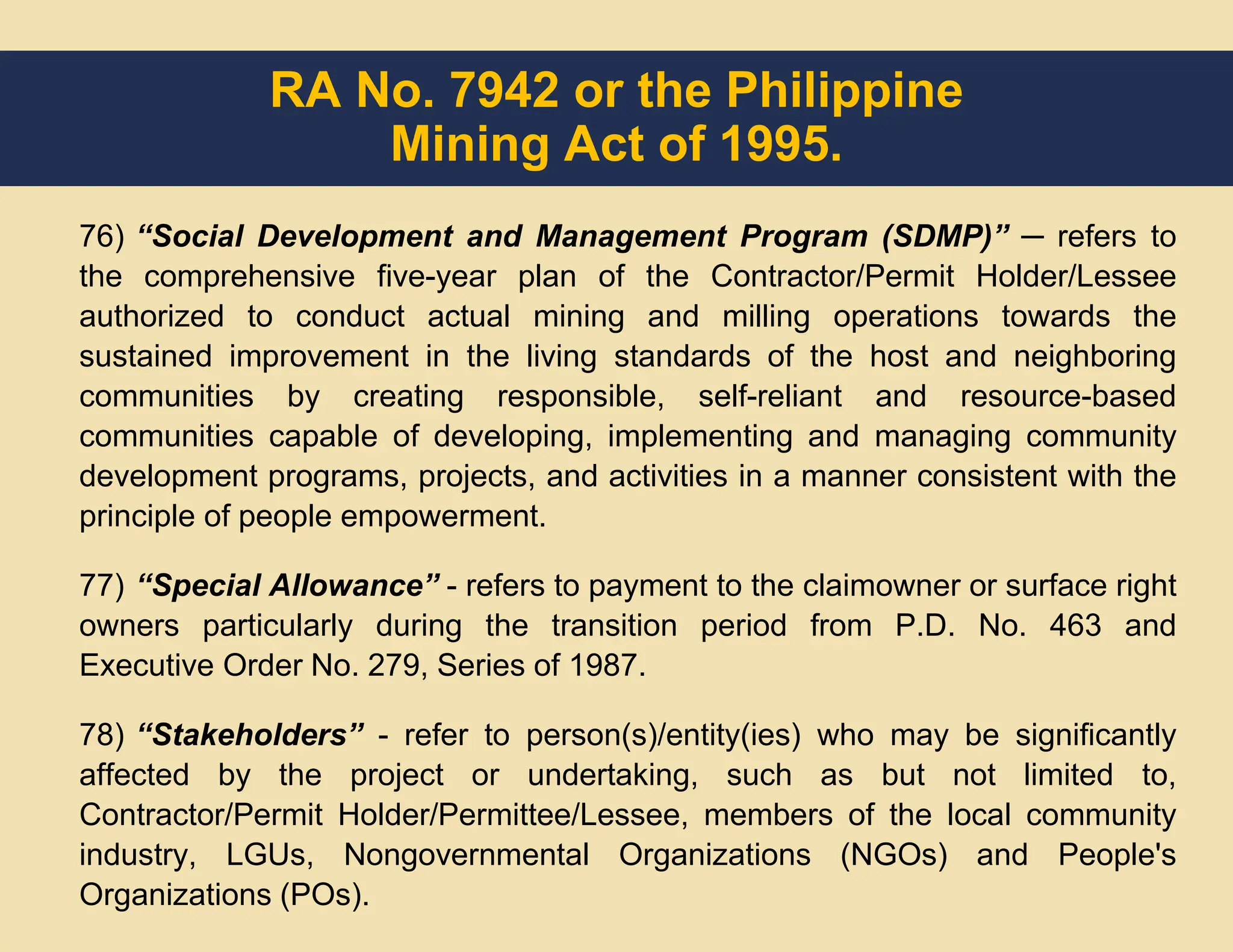 Sdmp Project RA 7942:vThe Philippine Mining Act of 1995 | PPTX