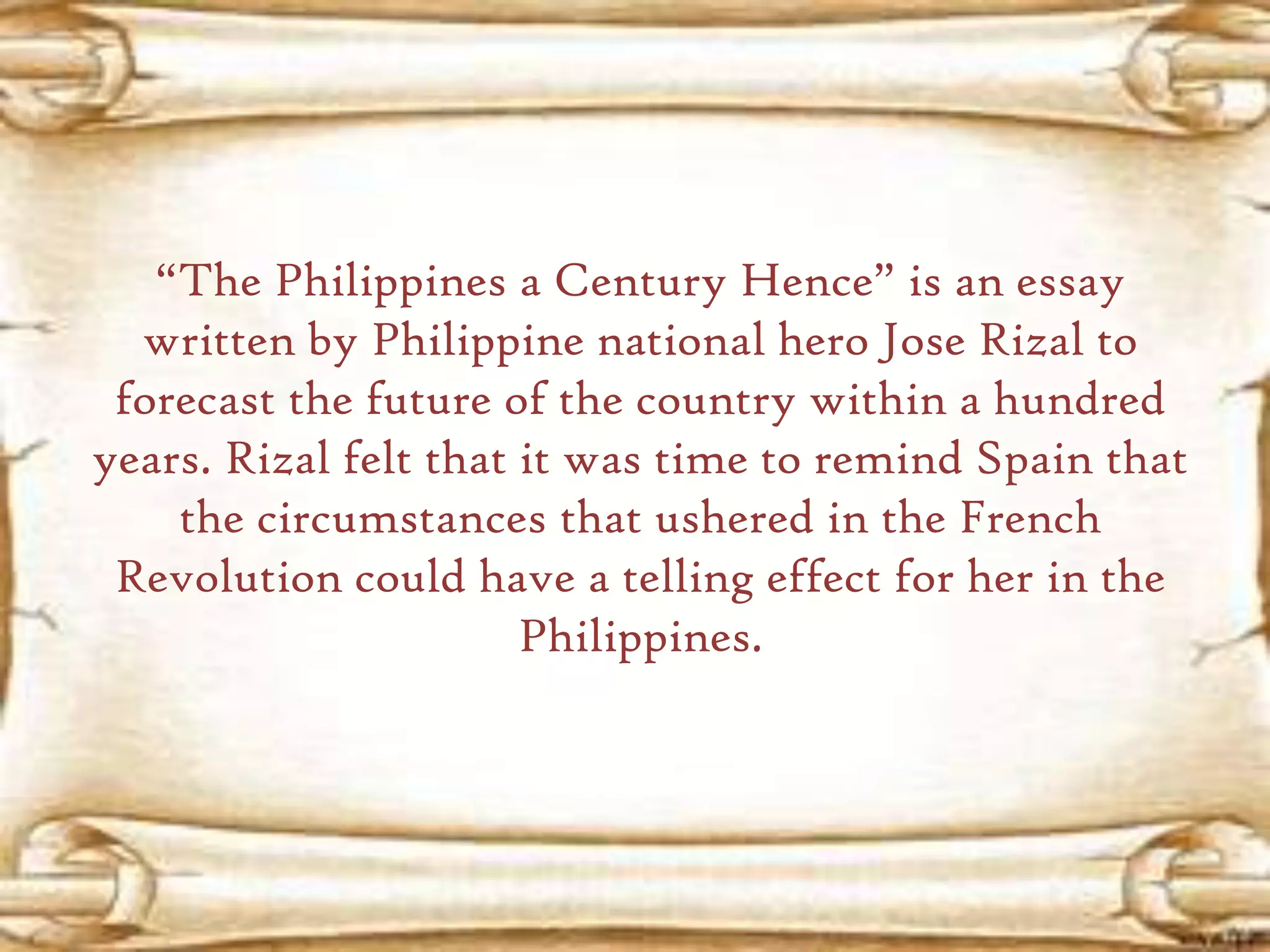 The philippines a century hence pptx | PPTX
