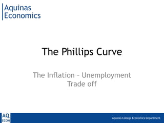 Aquinas College Economics Department
The Phillips Curve
The Inflation – Unemployment
Trade off
 