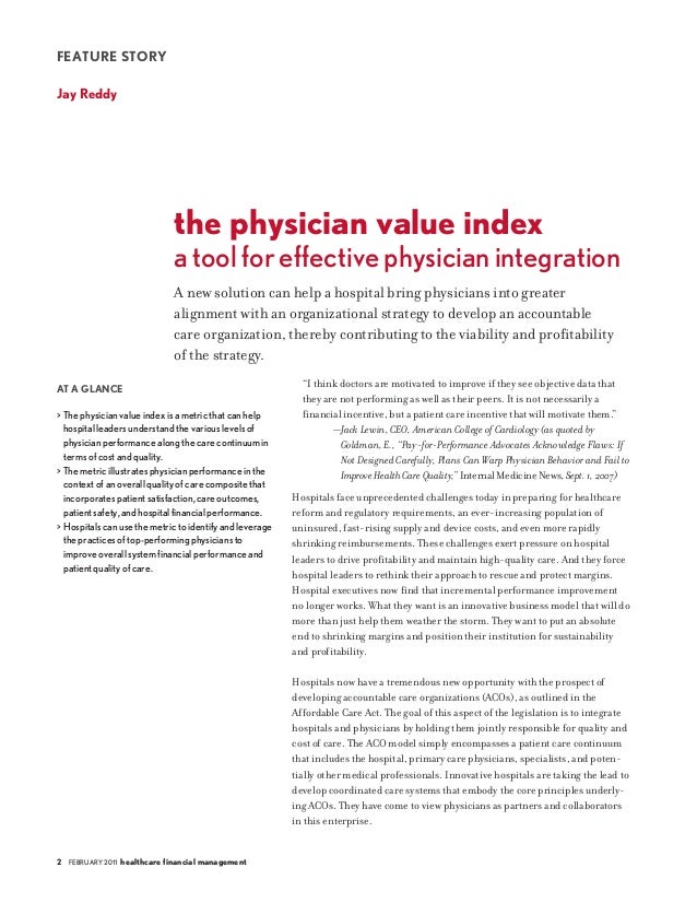 The Physician Value Index. A Tool for Effective Physician Integration…