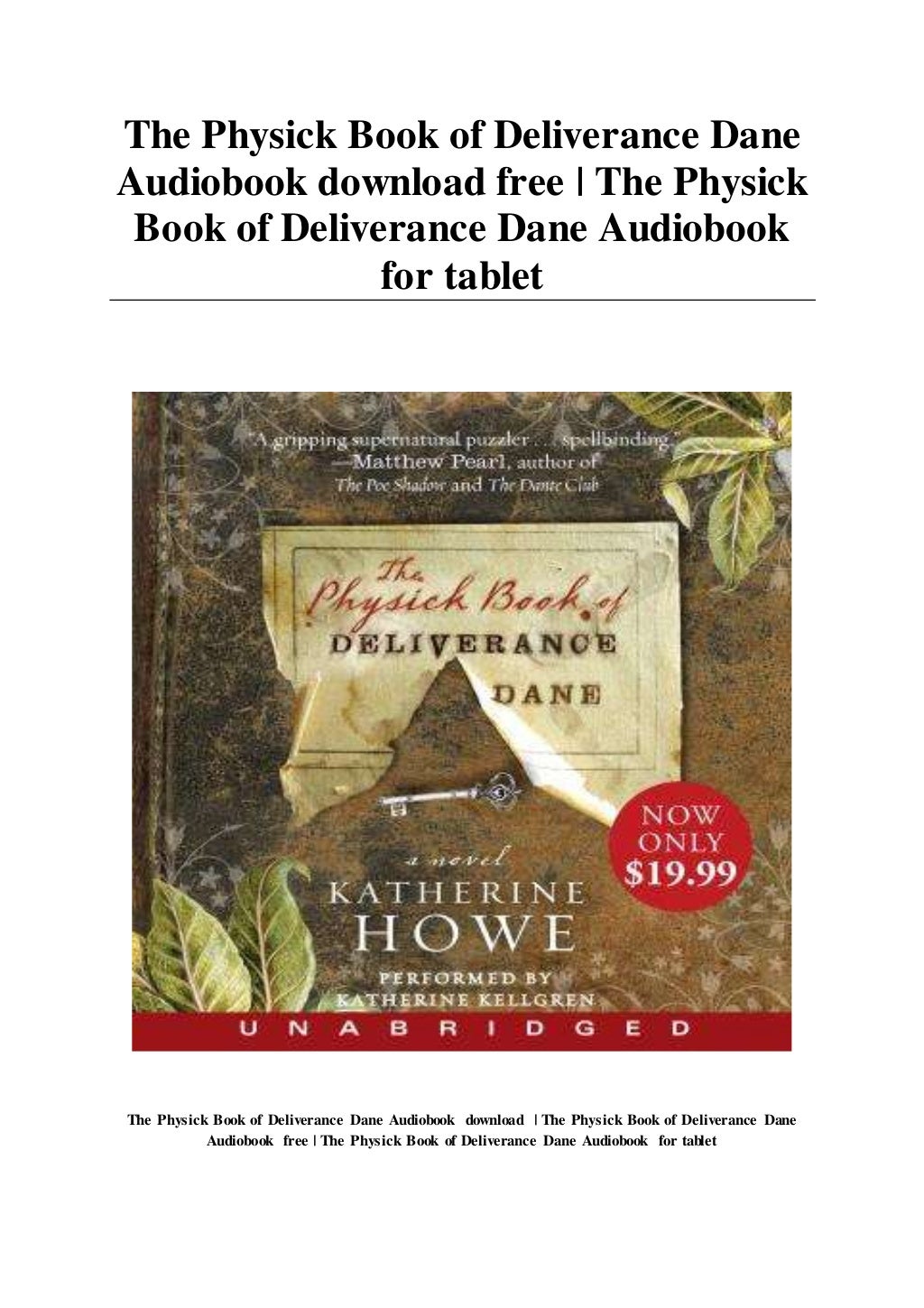 The Physick Book of Deliverance Dane Audiobook download free The