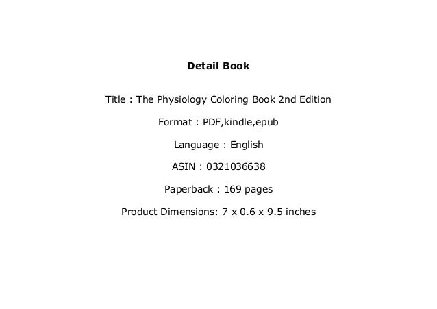 Download Free Download Library The Physiology Coloring Book 2nd Edition O