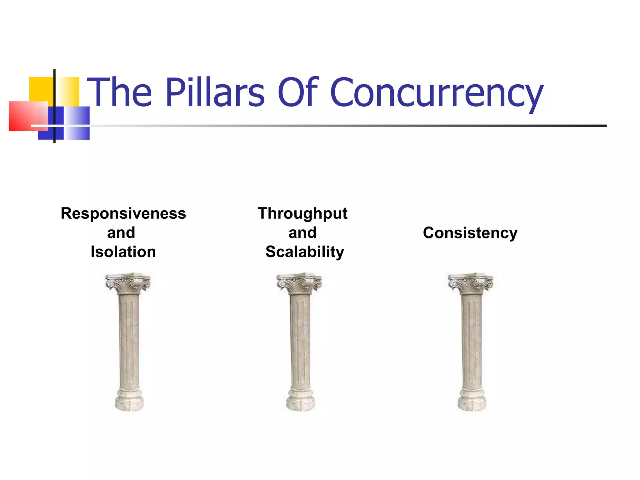 The Pillars Of Concurrency Responsiveness  and  Isolation Throughput  and  Scalability Consistency 