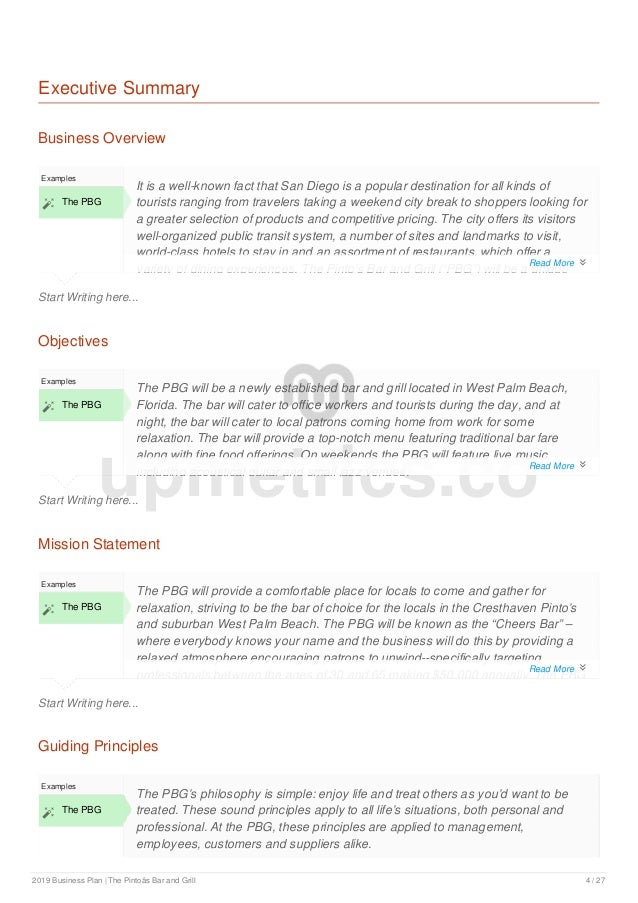 Bar Business Plan Example