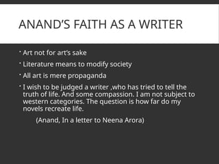 Anan Raj THE PIONEERING TRIO: MULK RAJ ANAND, R K NARAYAN AND RAJA RAO | PPTX