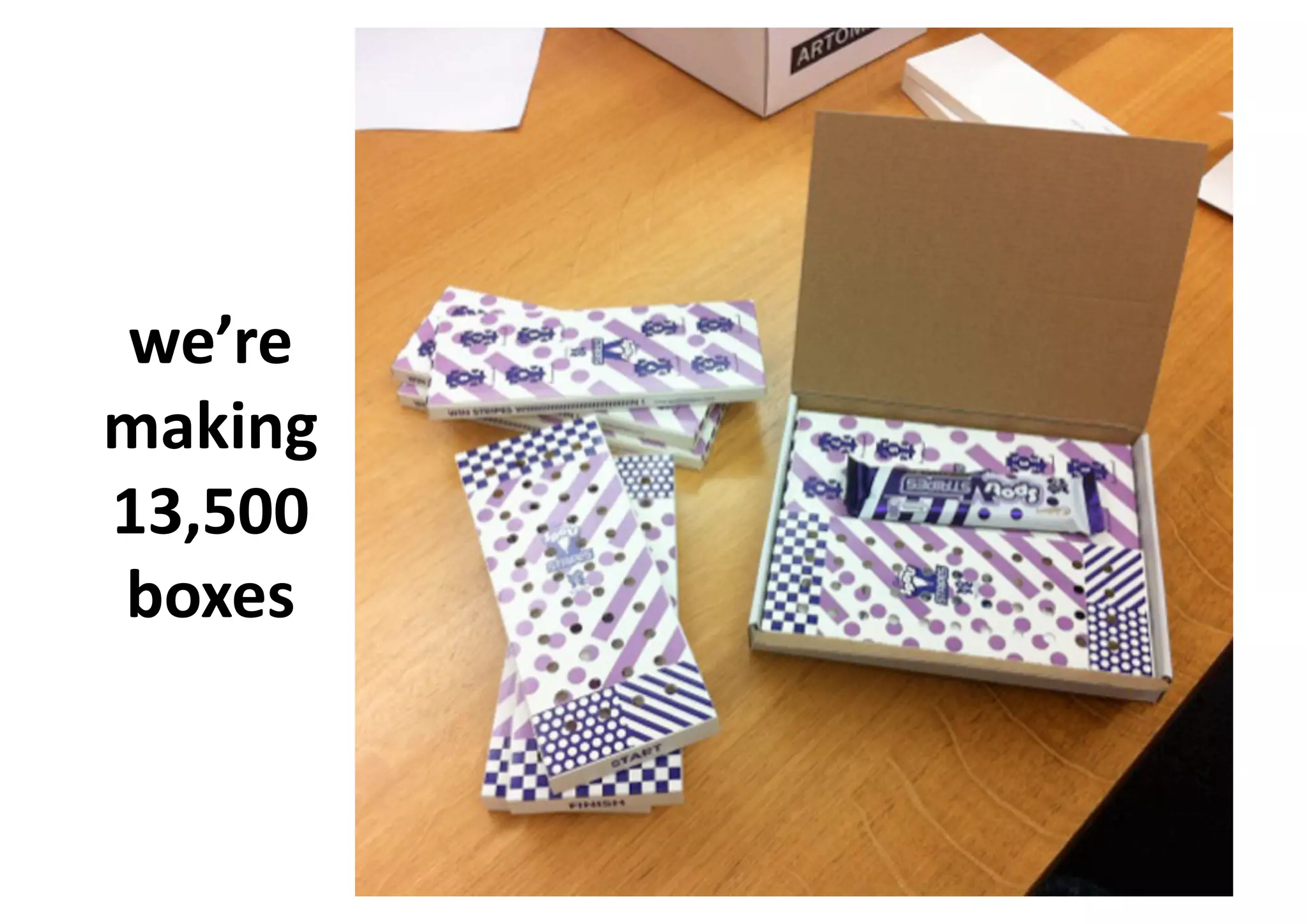 we’re	
  
making	
  
13,500	
  
boxes	
  
 