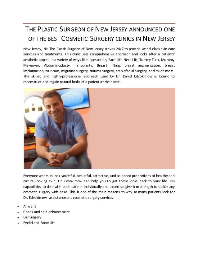 THE PLASTIC SURGEON OF NEW JERSEY ANNOUNCED ONE OF THE BEST COSMETIC