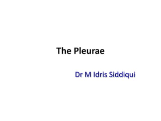 The Pleurae
Dr M Idris Siddiqui
 