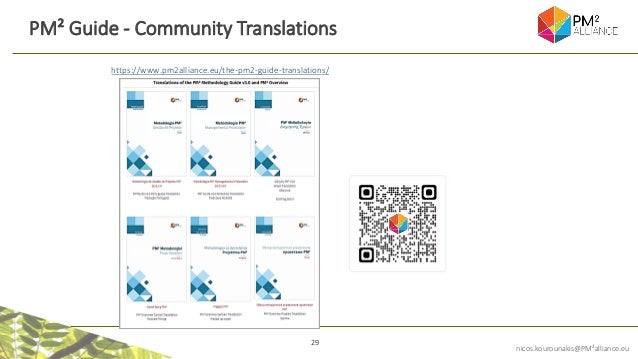 29
nicos.kourounakis@PM²alliance.eu
PM² Guide - Community Translations
https://www.pm2alliance.eu/the-pm2-guide-translations/
 