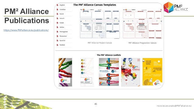 45
nicos.kourounakis@PM²alliance.eu
PM² Alliance
Publications
https://www.PM²alliance.eu/publications/
 