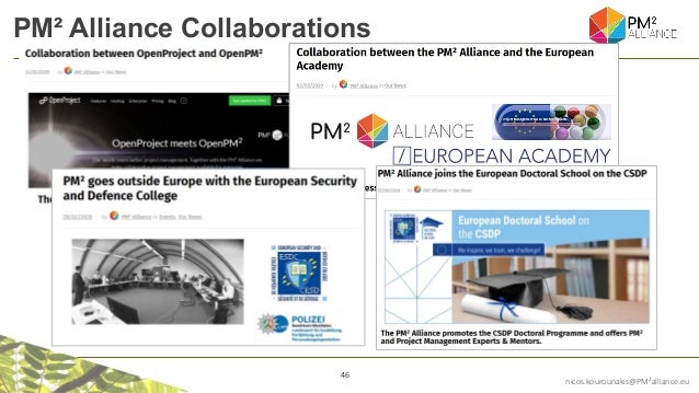 46
nicos.kourounakis@PM²alliance.eu
PM² Alliance Collaborations
 