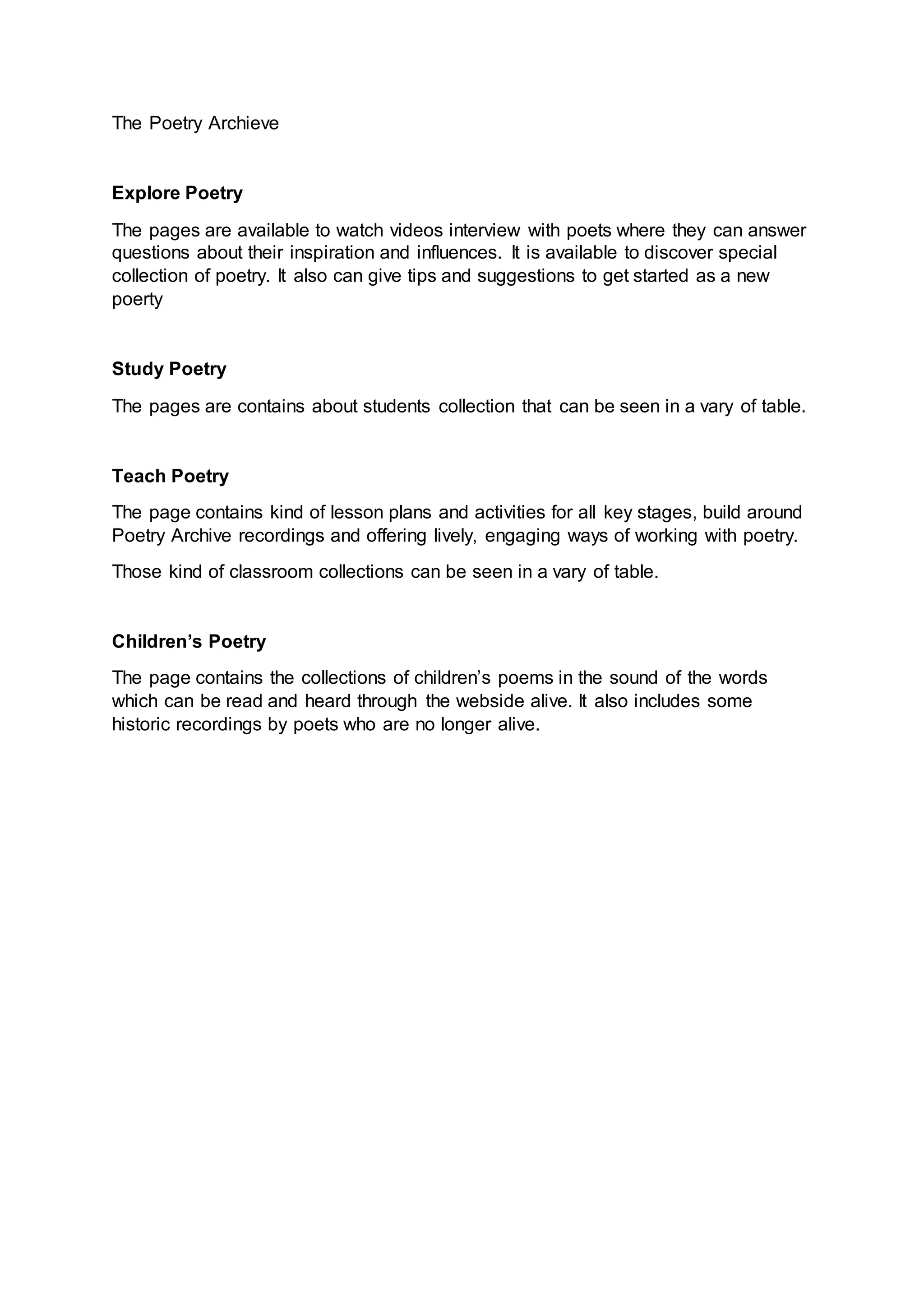 The poetry archive | DOCX