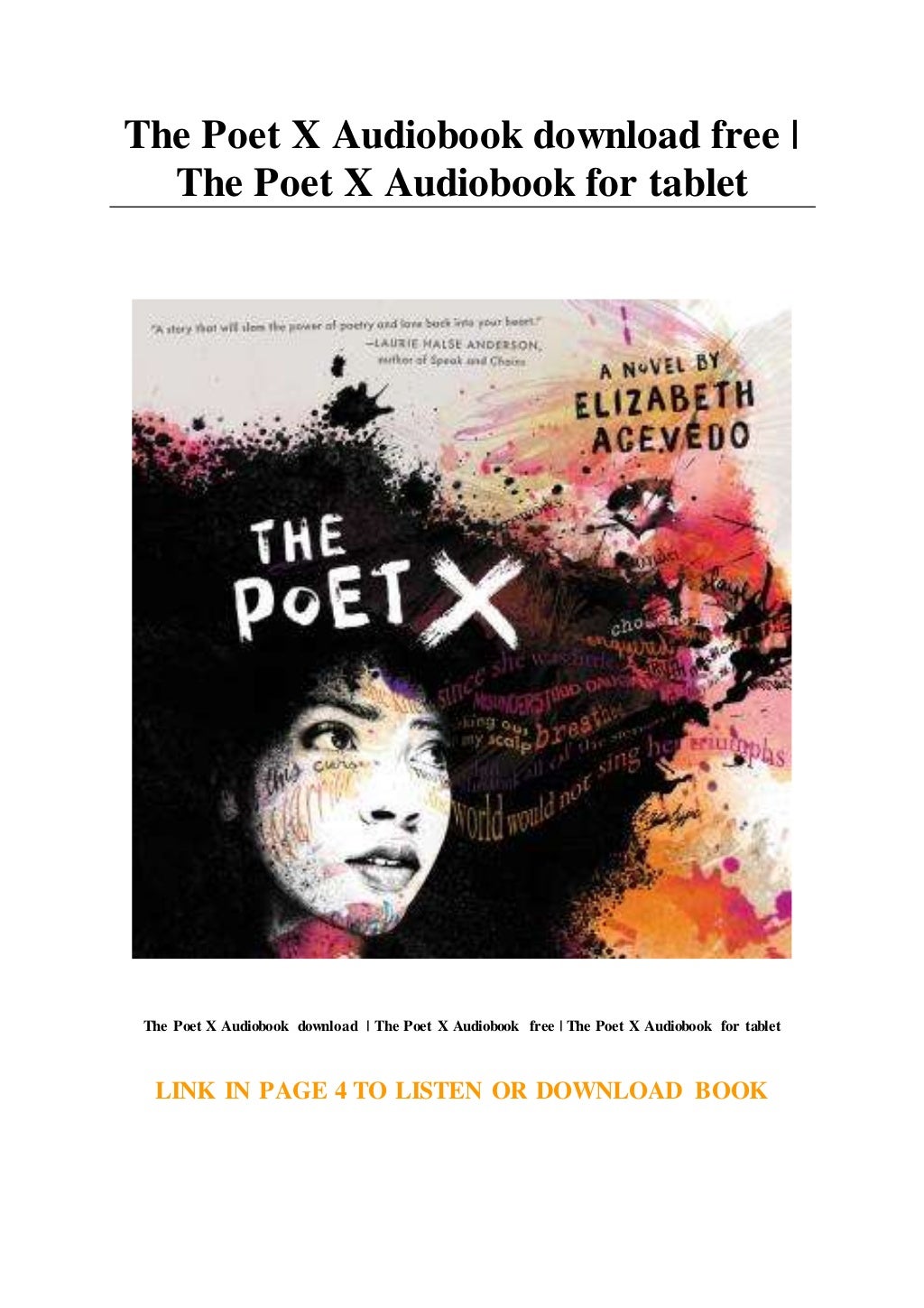 The Poet X Audiobook download free The Poet X Audiobook for tablet