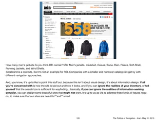 558
How many men's jackets do you think REI carries? 558. Men’s jackets. Insulated, Casual, Snow, Rain, Fleece, Soft-Shell...