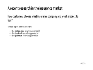 A recent research in the insurance market
How customers choose what insurance company and what product to
buy?
Three types...