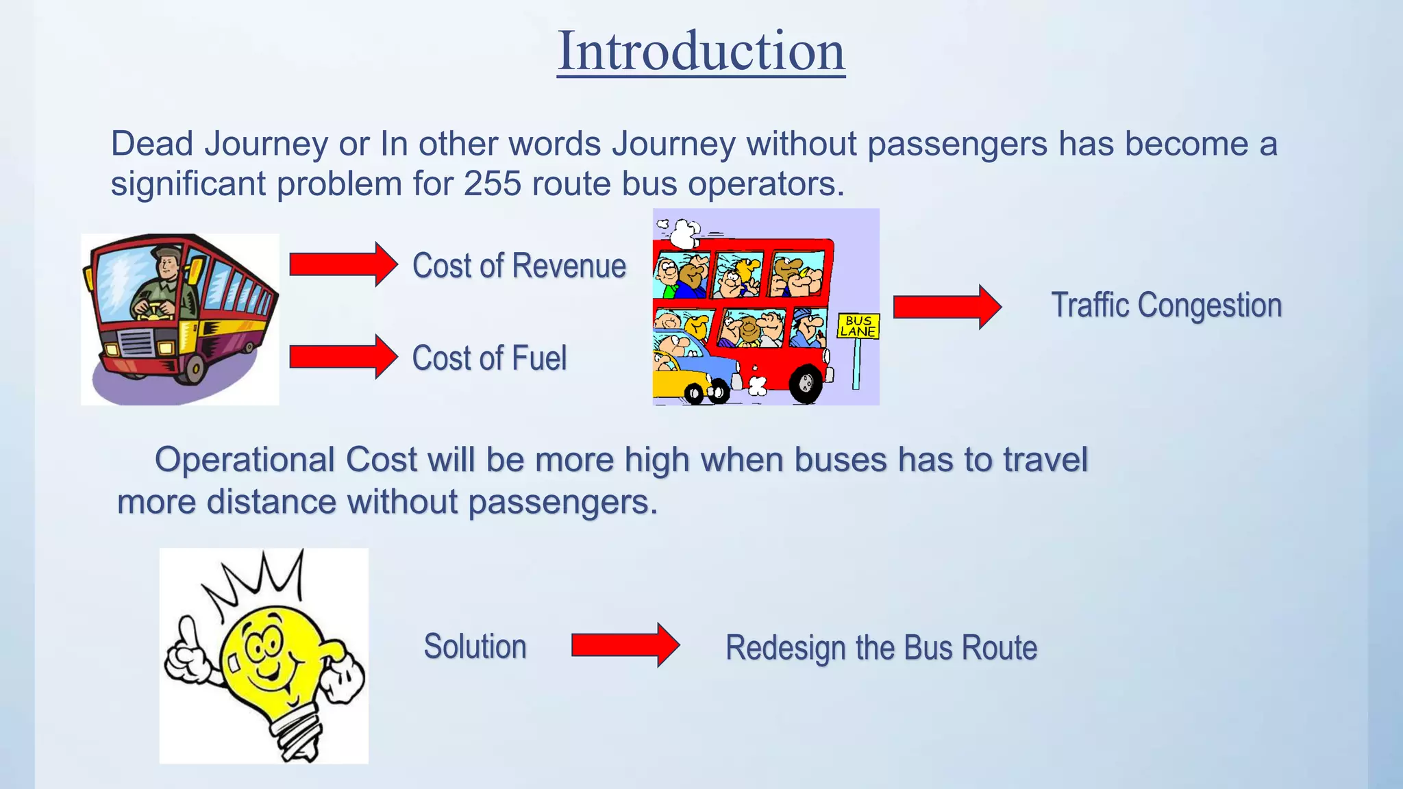 The possibility to redesign 255 bus route in order reduce dead journey |  PPTX