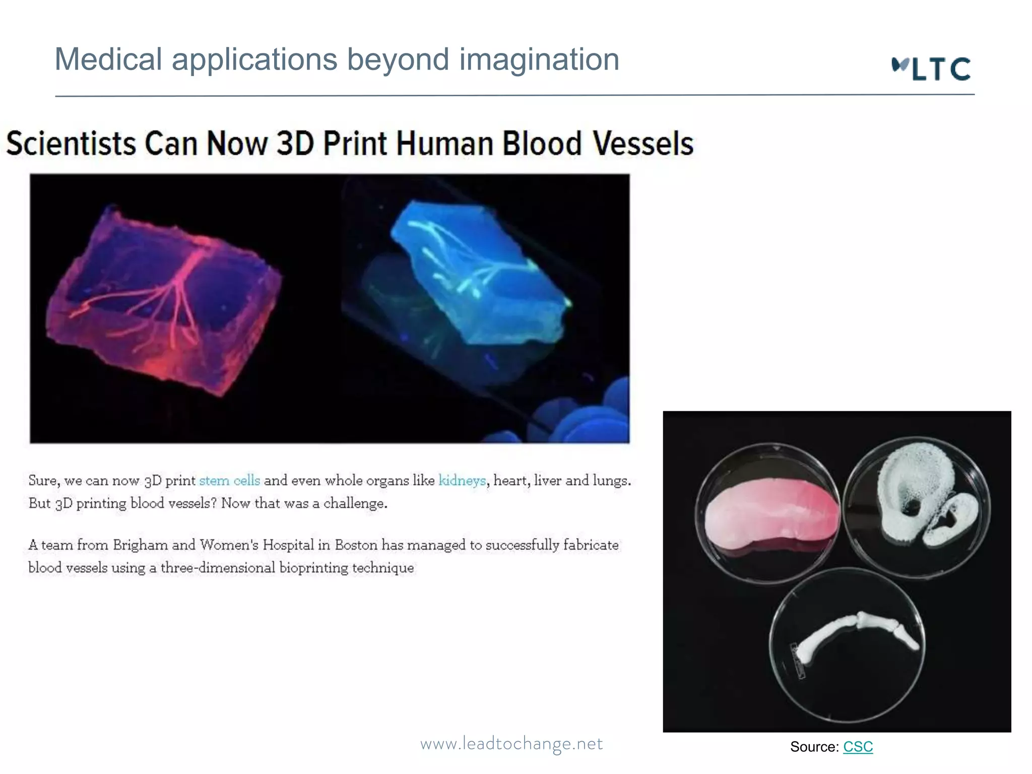 Medical applications beyond imagination 
Source: Gizmodo 
Source: CSC 
 