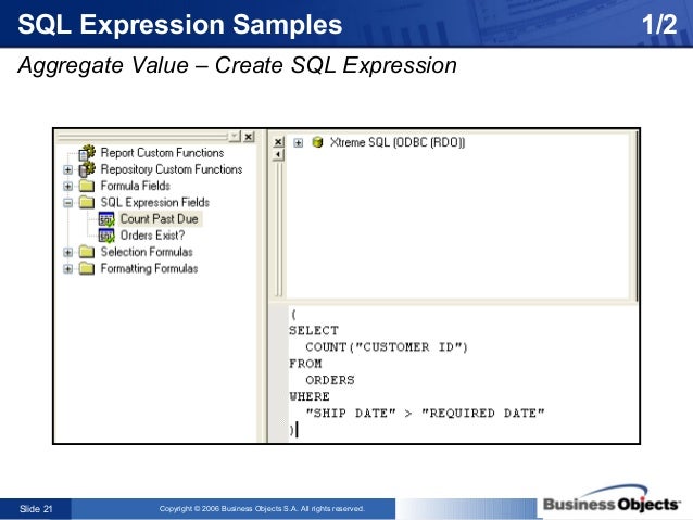 Crystal Reports - The Power and Possibilities of SQL Expressions