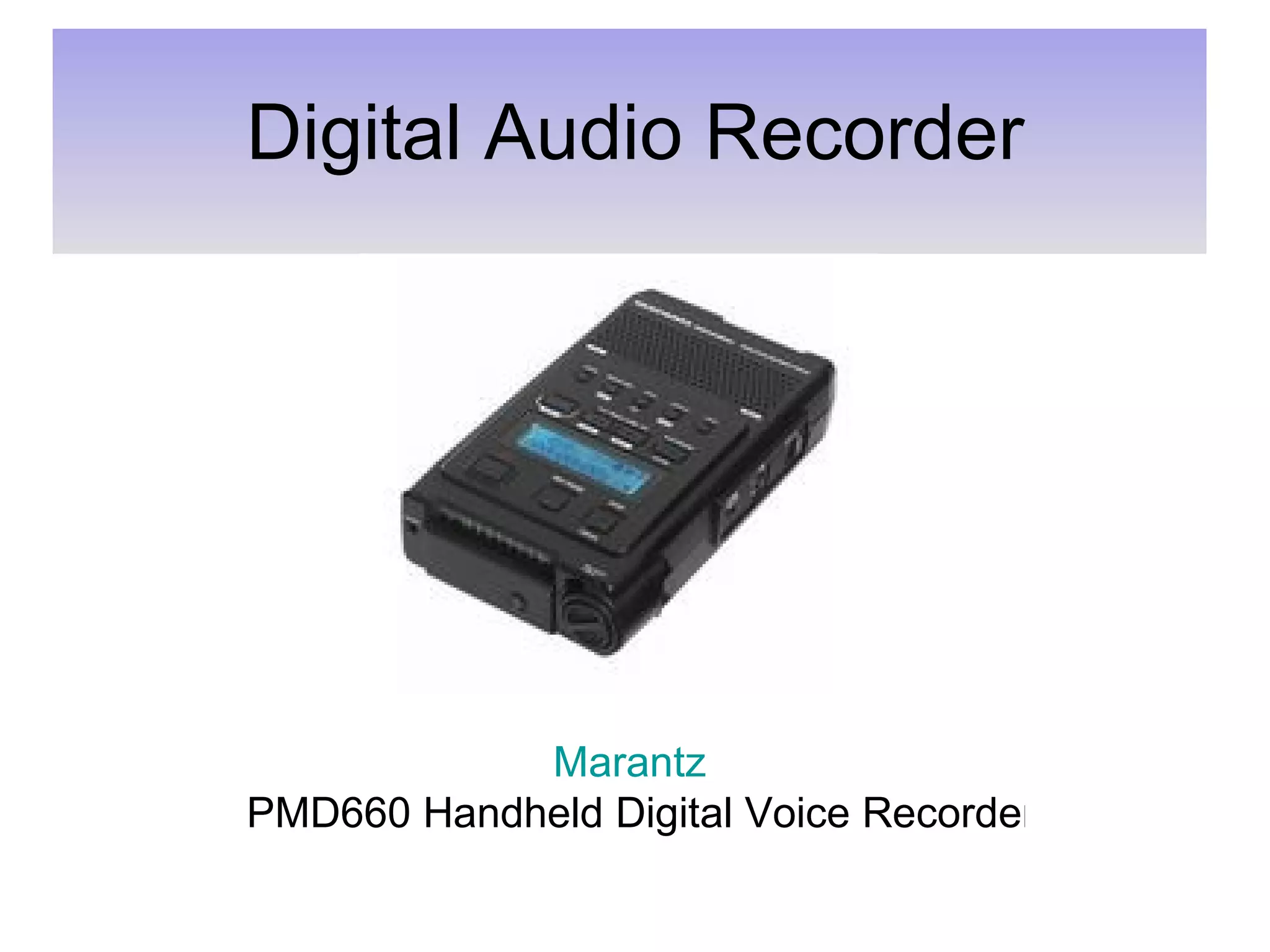 Digital Audio Recorder Marantz  PMD660 Handheld Digital Voice Recorder 