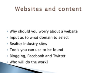 Websites and content ,[object Object],[object Object],[object Object],[object Object],[object Object],[object Object]