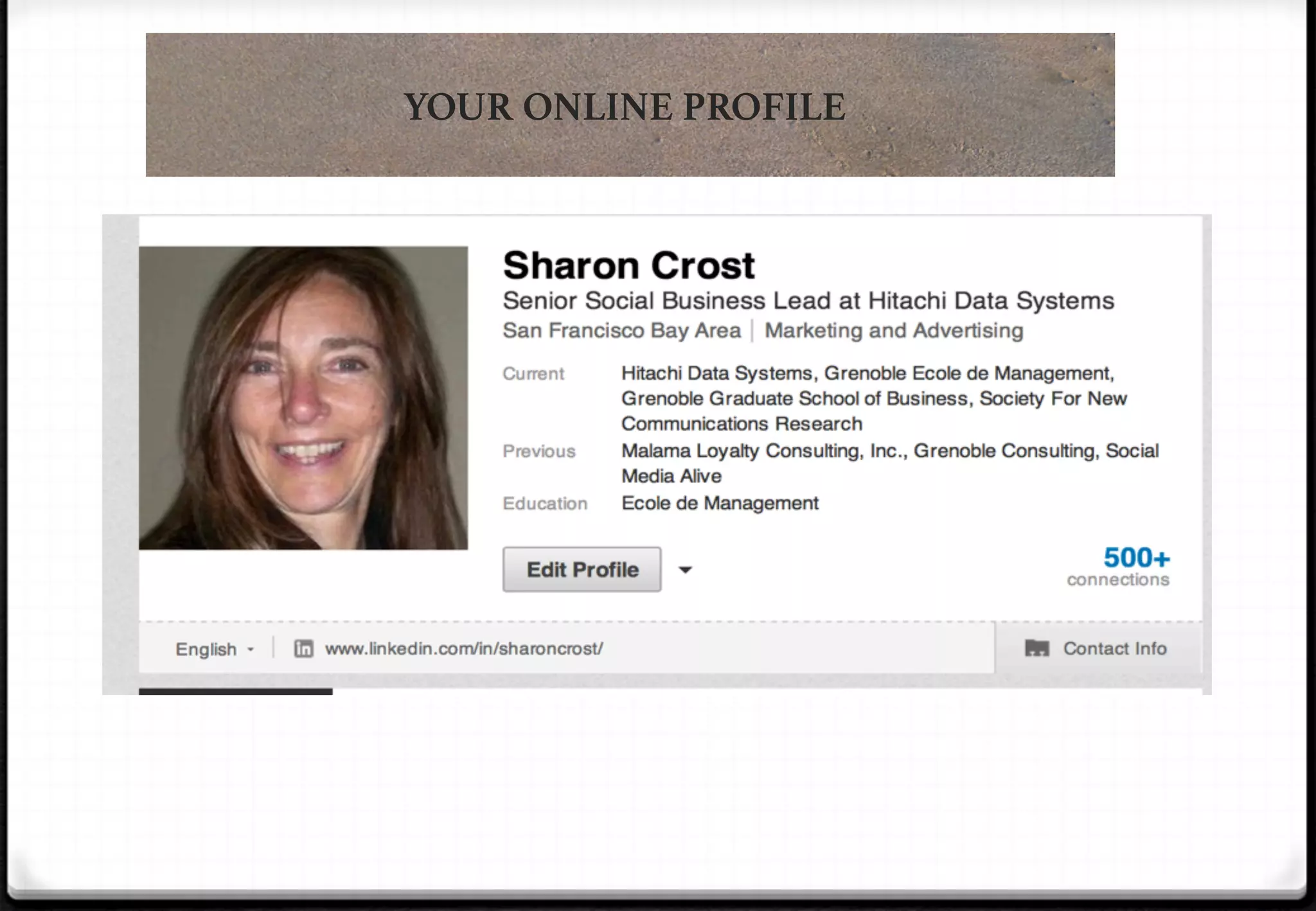 YOUR ONLINE PROFILE

 