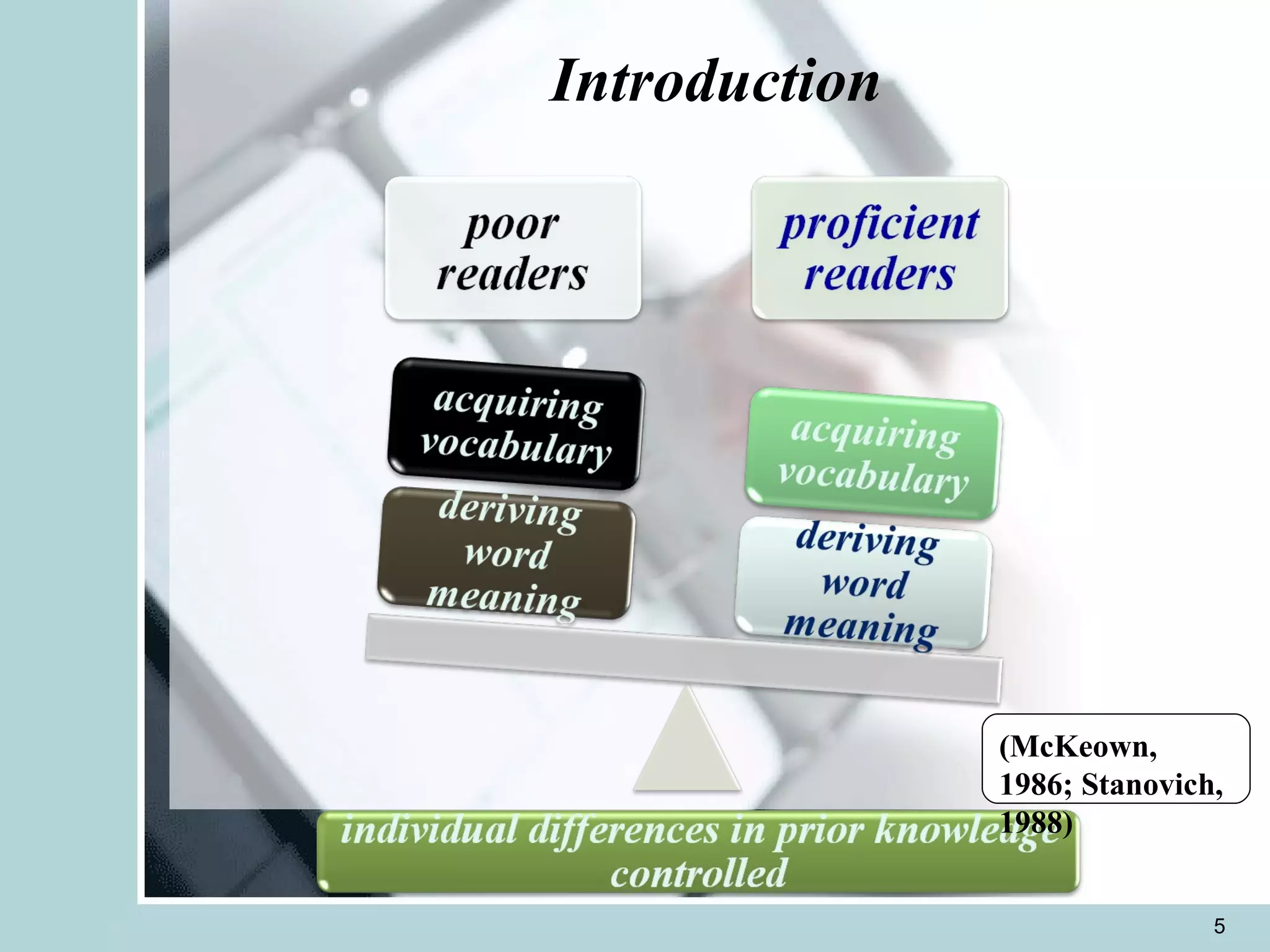 Introduction (McKeown, 1986; Stanovich, 1988) 
