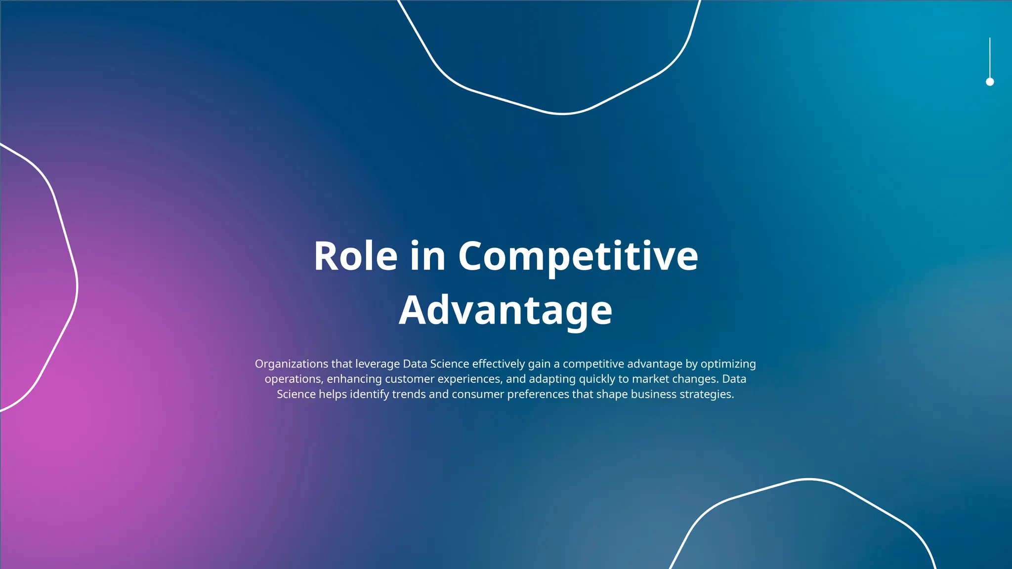 Role in Competitive
Advantage
Organizations that leverage Data Science effectively gain a competitive advantage by optimizing
operations, enhancing customer experiences, and adapting quickly to market changes. Data
Science helps identify trends and consumer preferences that shape business strategies.
 