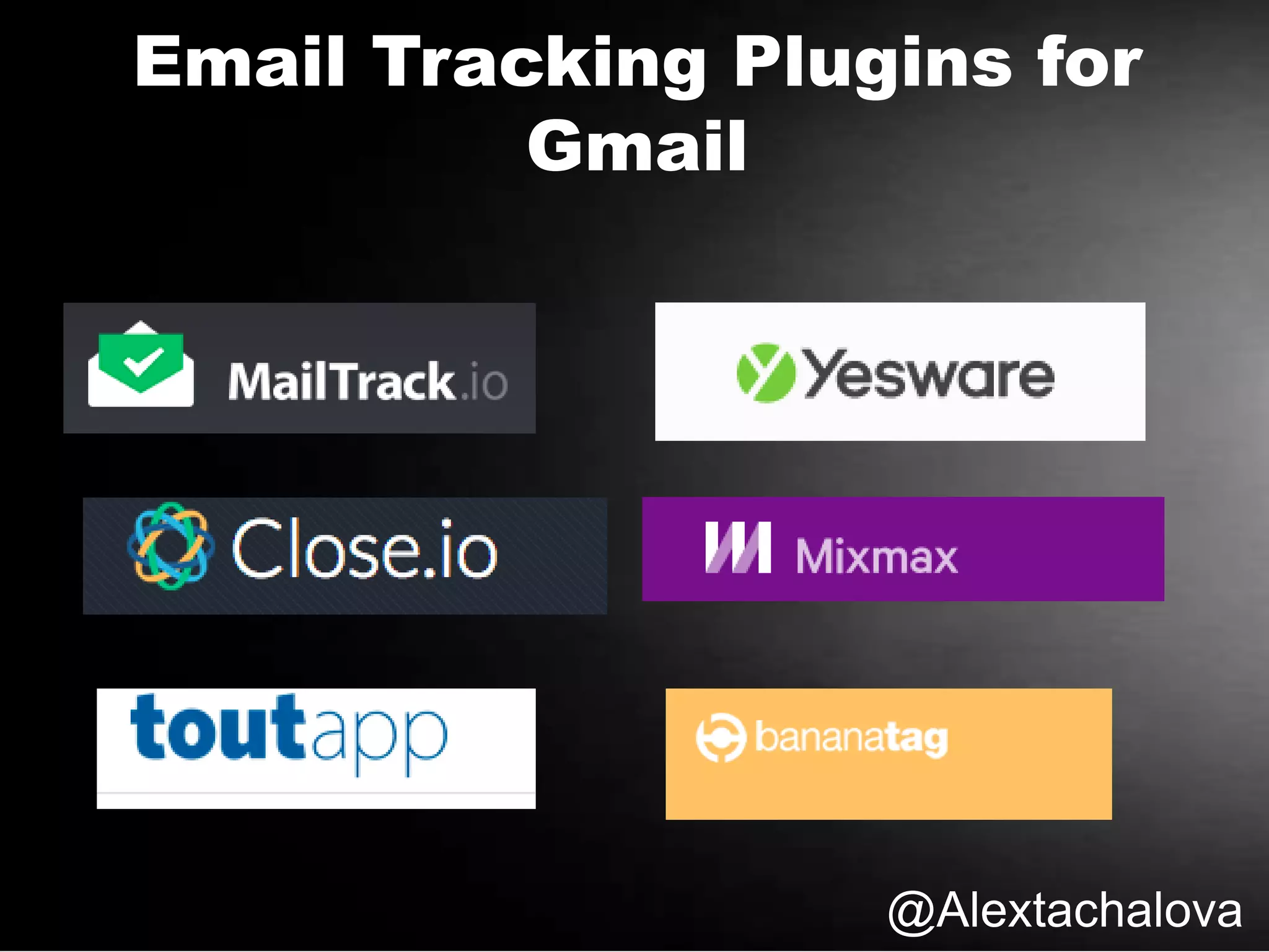 @Alextachalova
Email Tracking Plugins for
Gmail
 