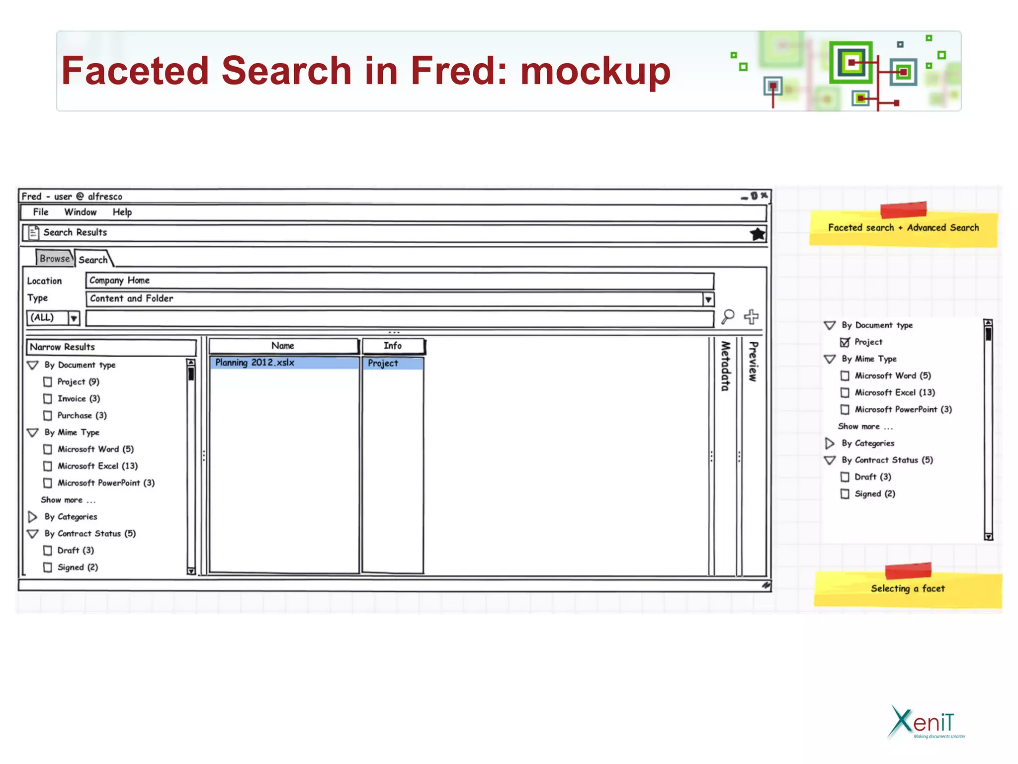 Faceted Search in Fred: mockup
 