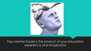 Your mental model is the product of your education,
experience and imagination
 