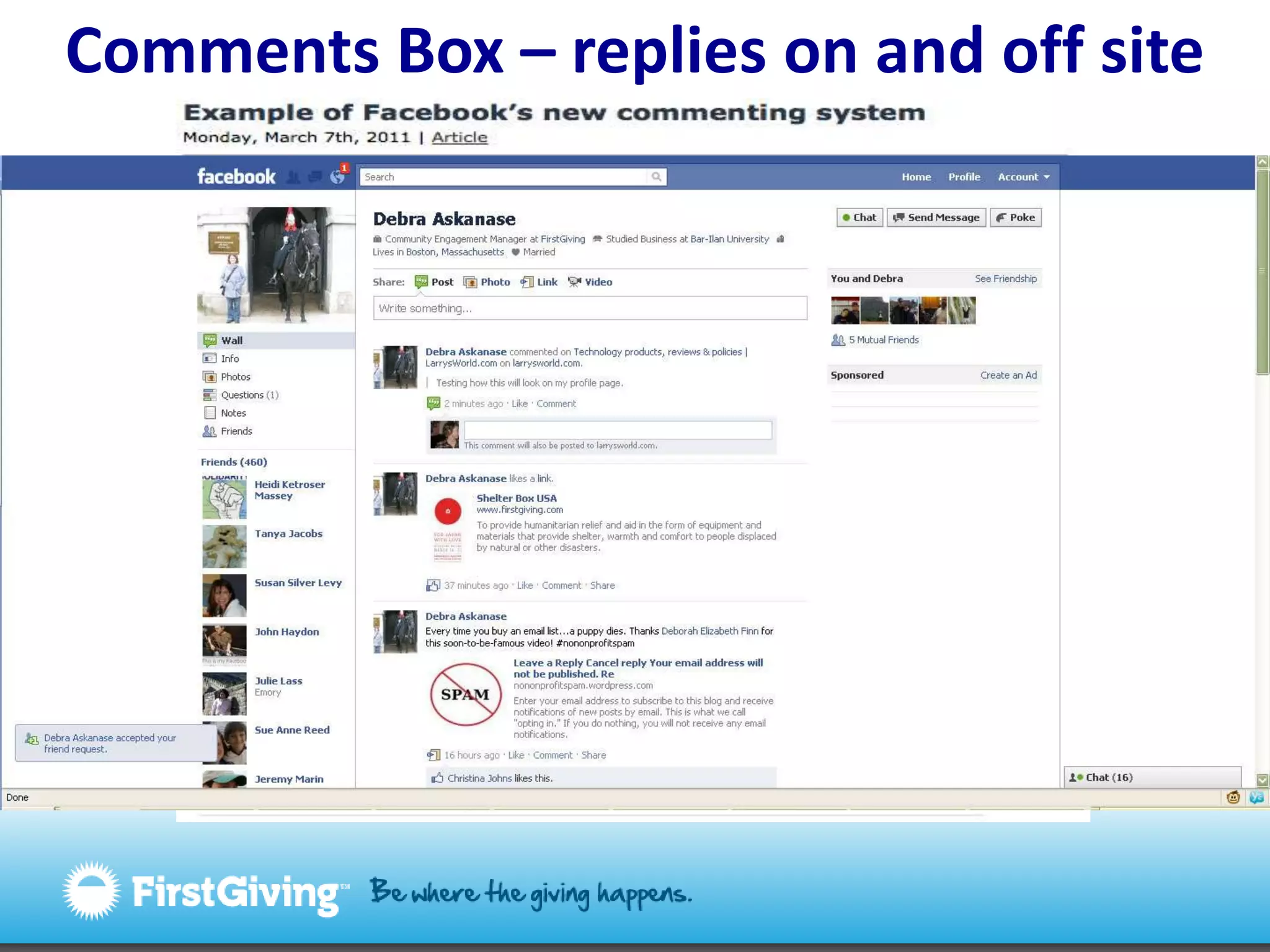 Comments Box – replies on and off site 