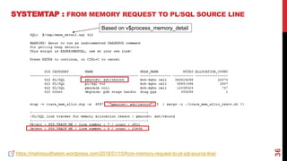 36
SYSTEMTAP : FROM MEMORY REQUEST TO PL/SQL SOURCE LINE
https://mahmoudhatem.wordpress.com/2018/01/15/from-memory-request...