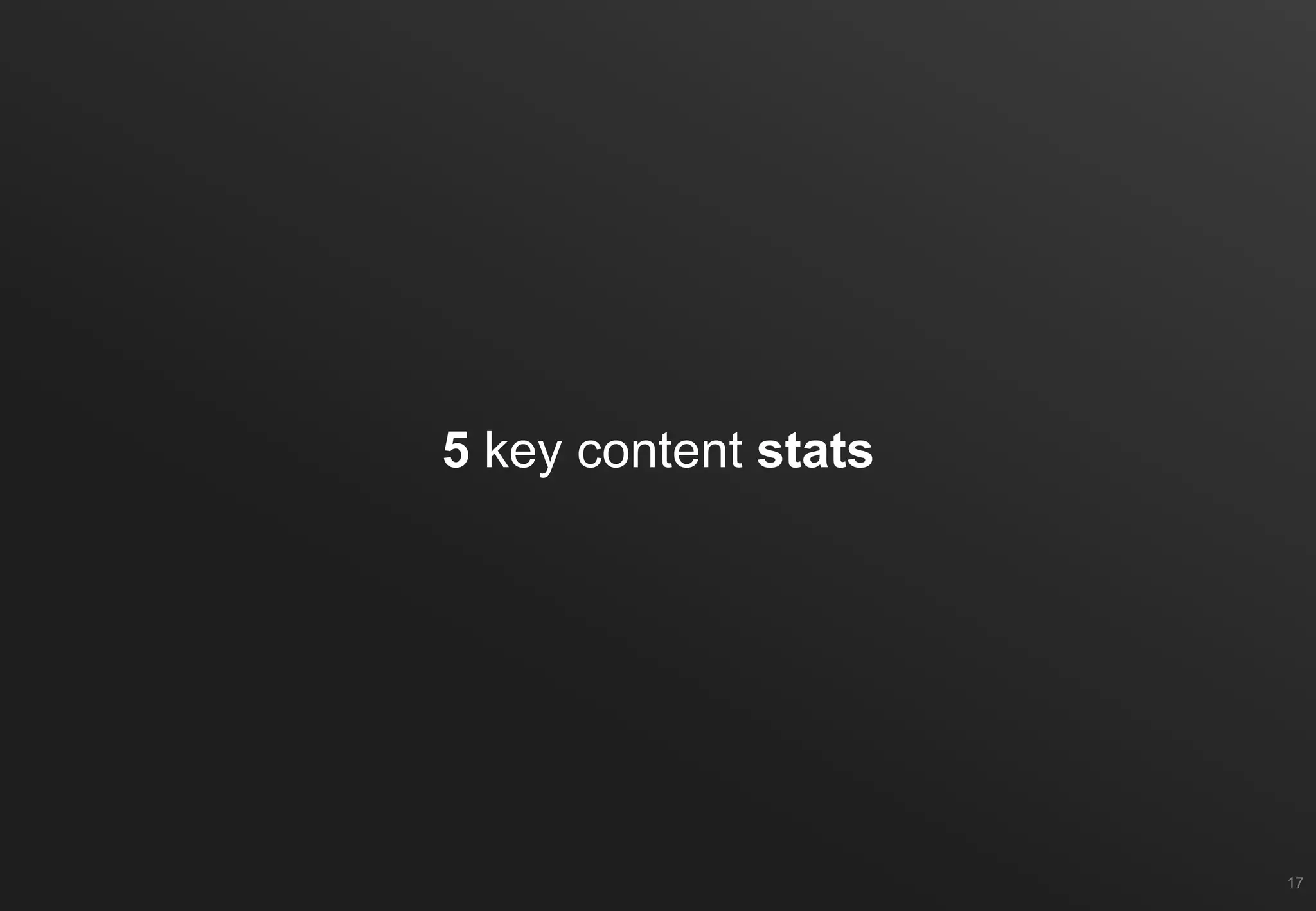 5 key content stats
17
 