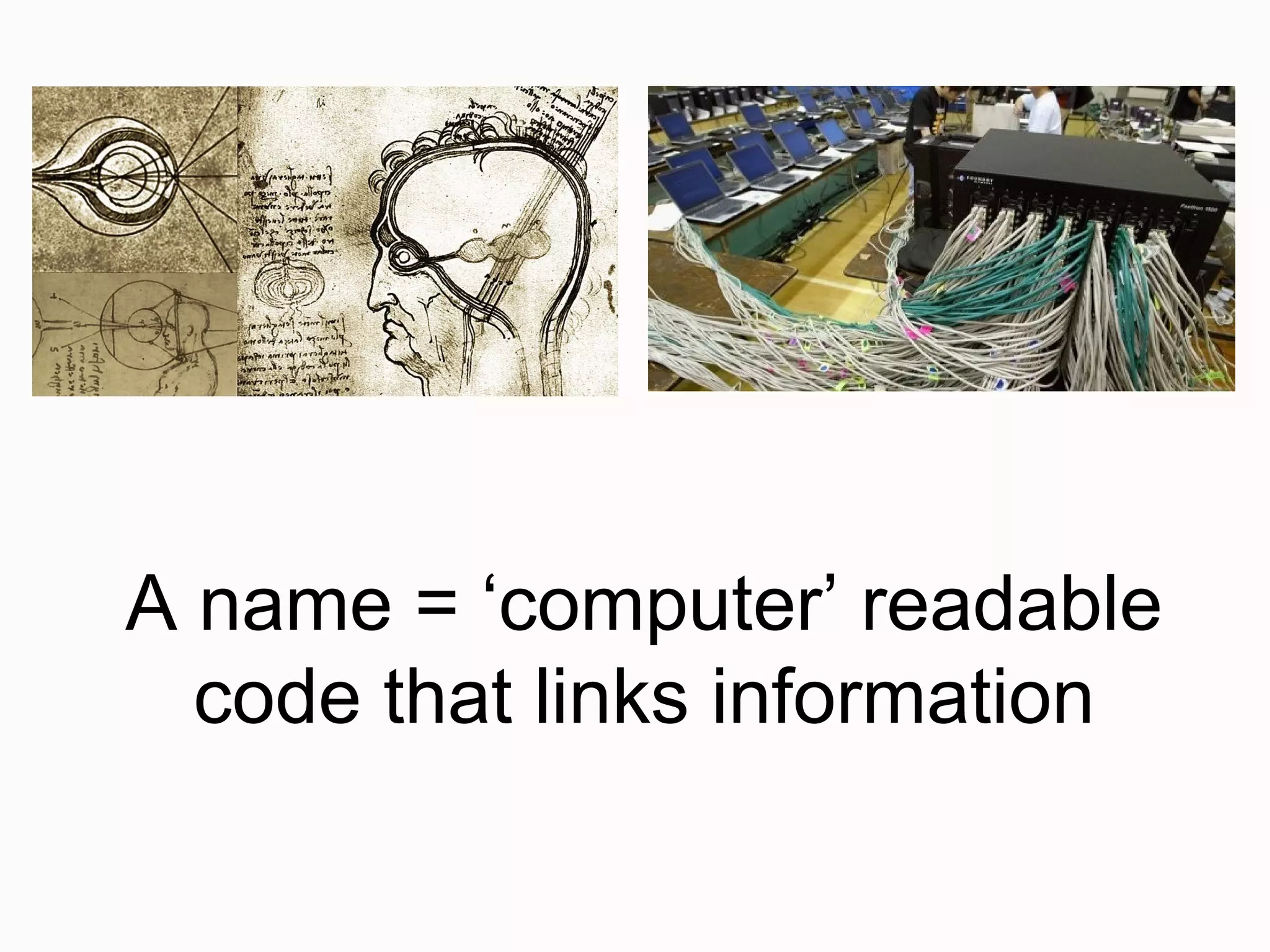 A name = ‘computer’ readable
code that links information
 