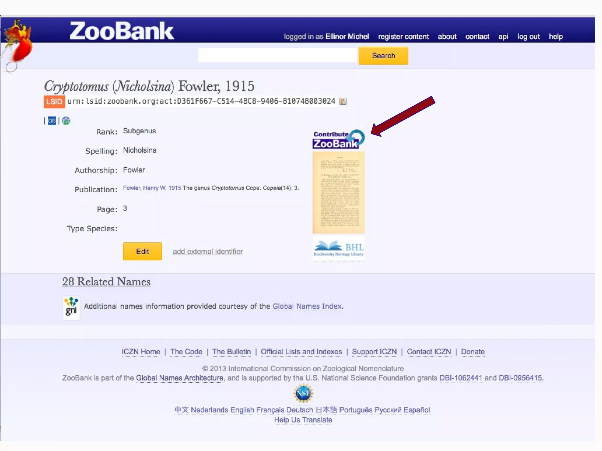 ZooBank links with the Biodiversity Heritage Library
 