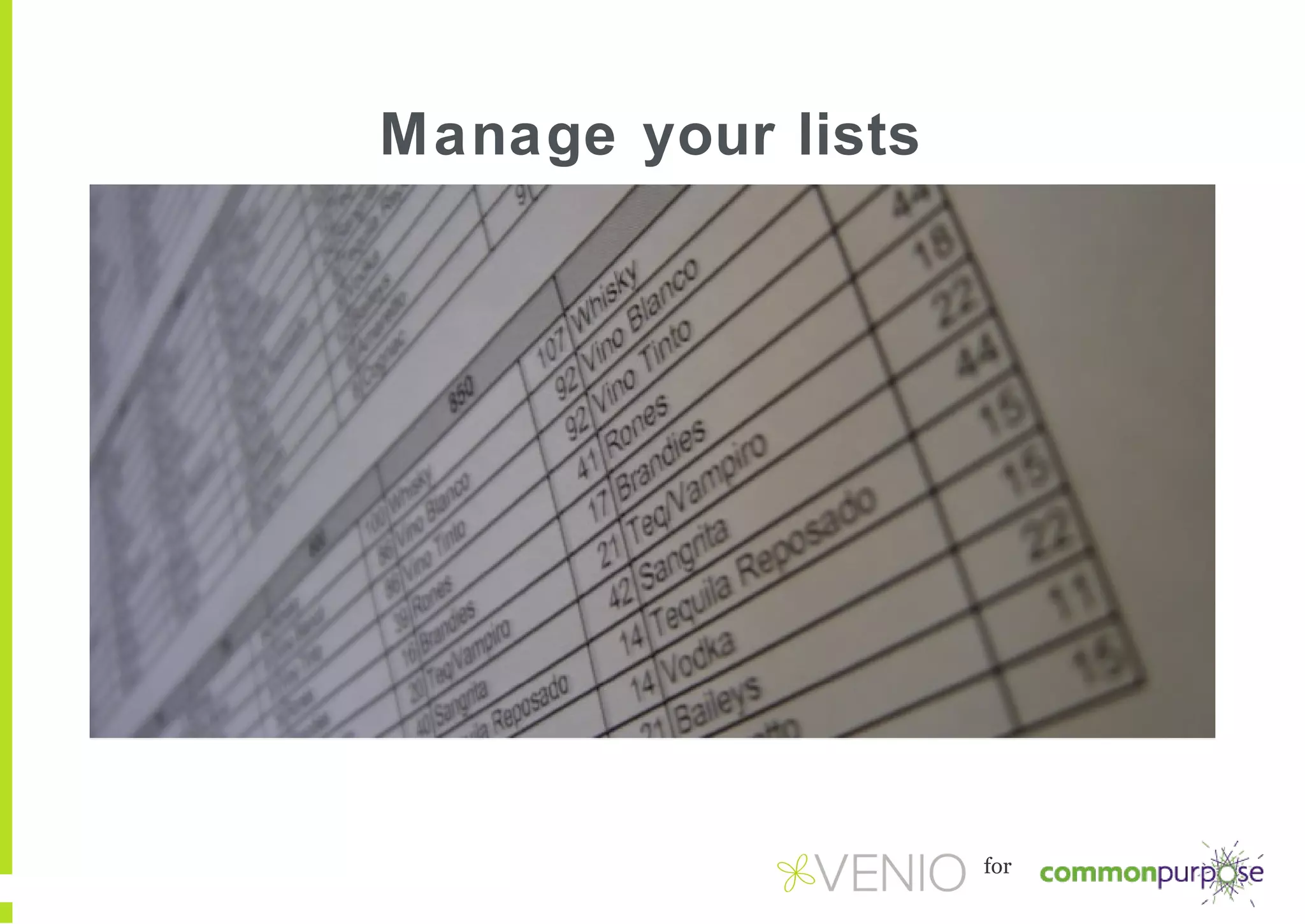 Manage your lists

for

 