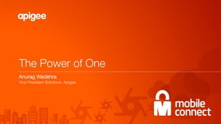The Power of One
Anurag Wadehra
Vice President Solutions, Apigee
 