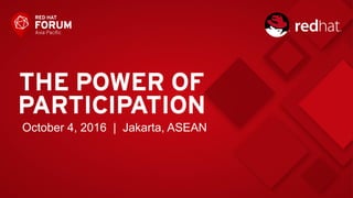 RED HAT CLOUD SOLUTIONS
October 4, 2016 | Jakarta, ASEAN
 