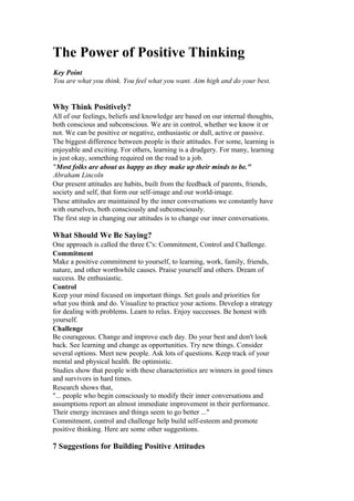 The power of positive thinking PDF