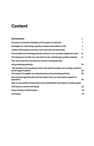 Practices Promoting Positivity Chart.pdf The power of positive thinking and its impact on daily life Strategies ...