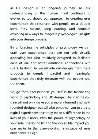 The Power Of Psychology In UX Design: Unlocking The Human Element | PDF