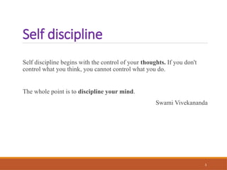 The Power of Self discipline-Key for success | PPTX