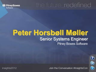 Peter Horsbøll Møller
Senior Systems Engineer
Pitney Bowes Software
 