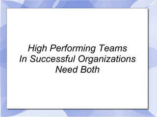 High Performing Teams In Successful Organizations Need Both 