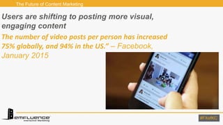 #FXofKC#FXofKC
Users are shifting to posting more visual,
engaging content
The number of video posts per person has increa...