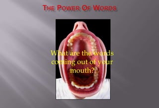 What are the words
coming out of your
     mouth?
 