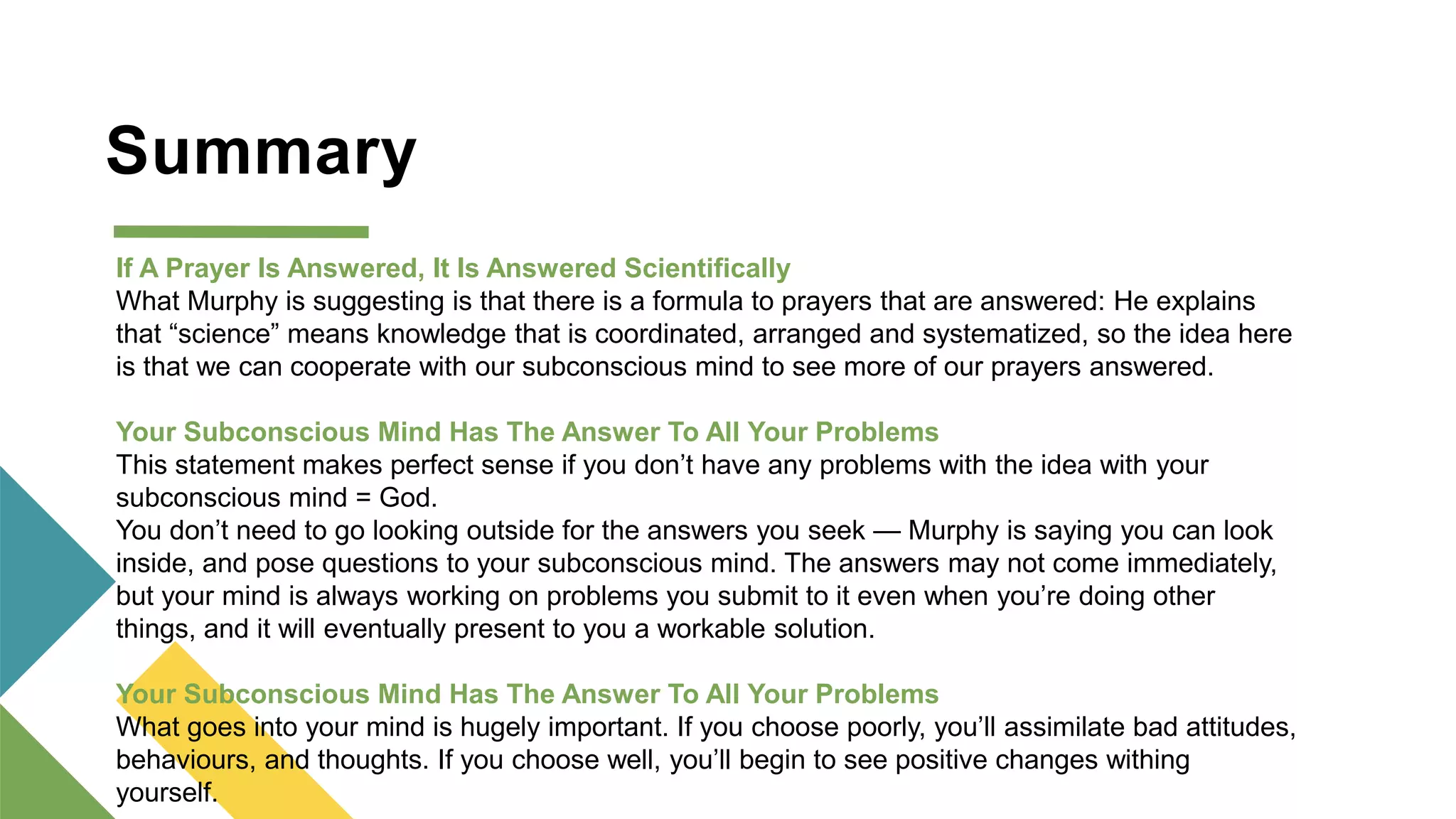 The Power Of Your Subconscious Mind | PPTX